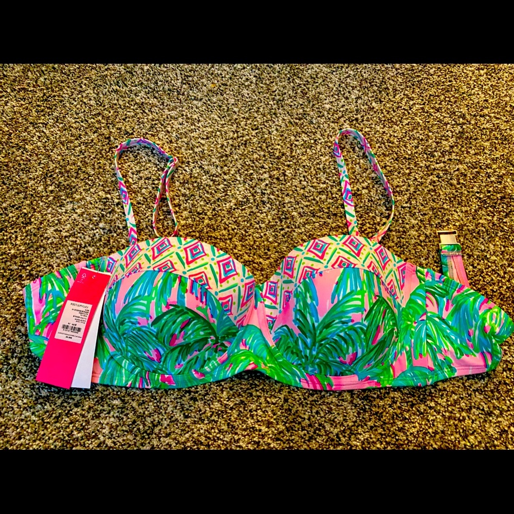 Lilly Pulitzer Pink Blossom Leven Swim Bikini Top